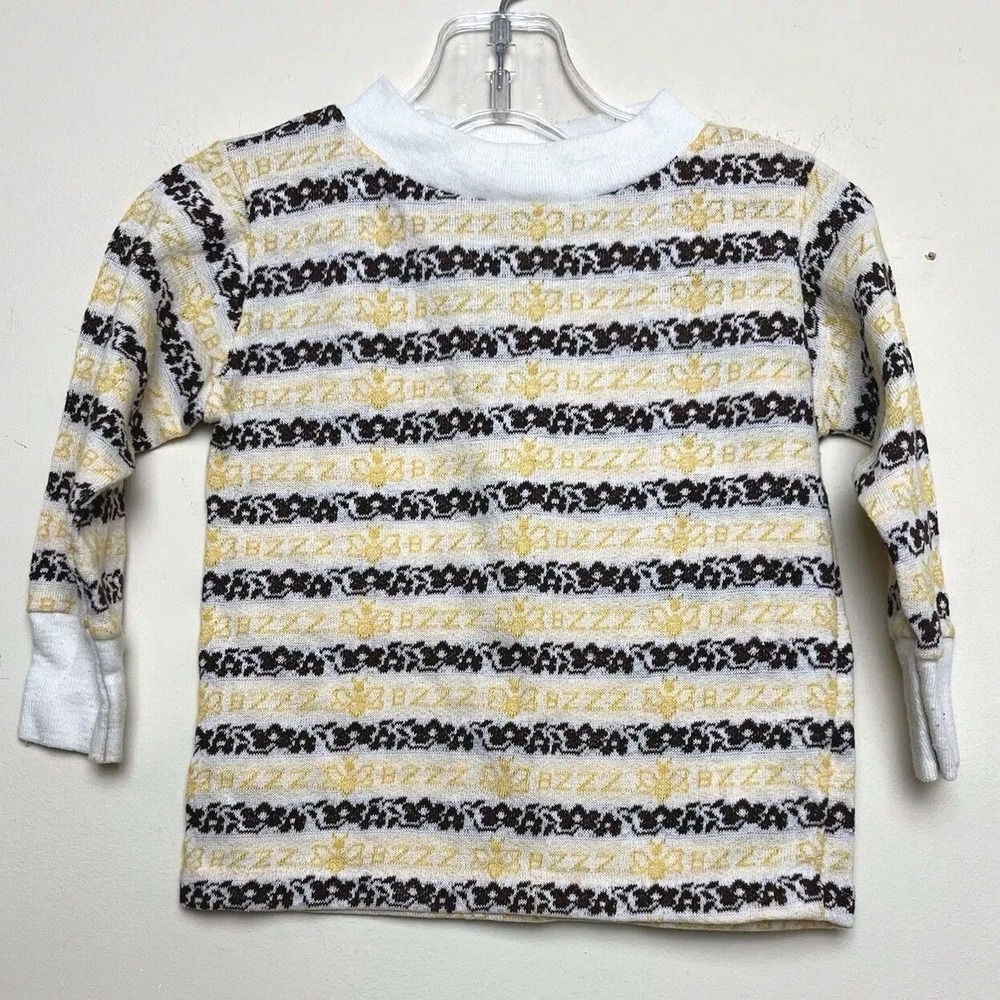 Vintage 70s Hammer Knitwear New York Bee Buzz Bumble Knit Long Sleeve Shirt 2T